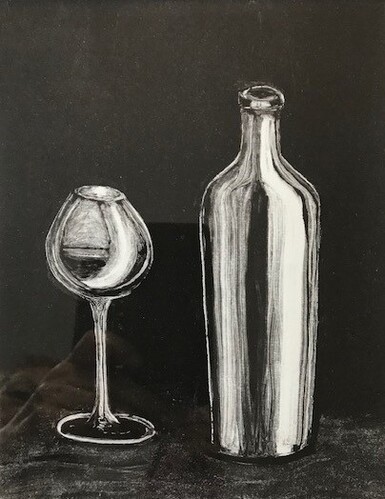 Gravure Florence Sagittario verre bouteille monotype