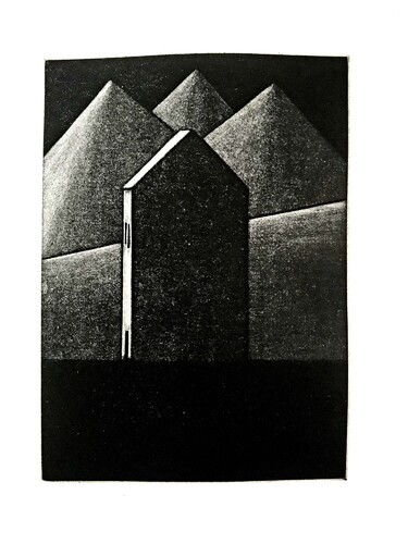 Gravure Florence Sagittario maison sentinelle manière noire 13x18