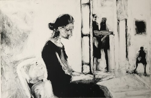 Gravure Florence Sagittario attente  monotype 20x30
