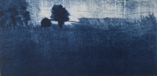 Gravure Florence Sagittario arbre cabane maniere noire 10x20