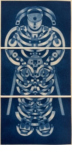Gravure Florence Sagittario cyclope sur trone manière noire 3 plaques 10x15